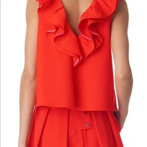 Tibi signature V-neck ruffle top, brand new